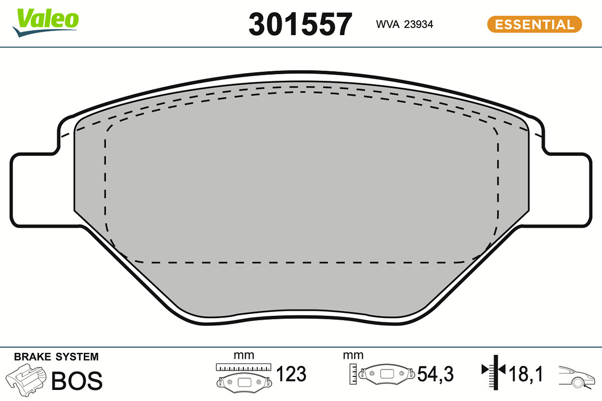 Jeu de 4 plaquettes de frein VALEO 301557